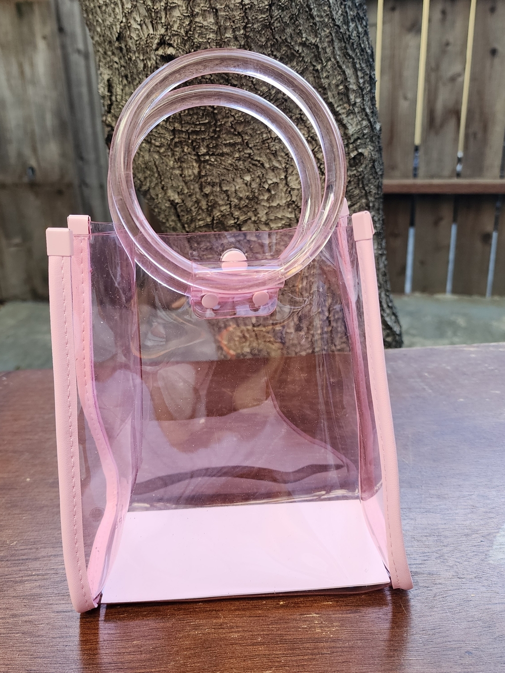 Glow Recipe Pink Clear PVC Mini Tote Bag Round O-Ring Acrylic Handles